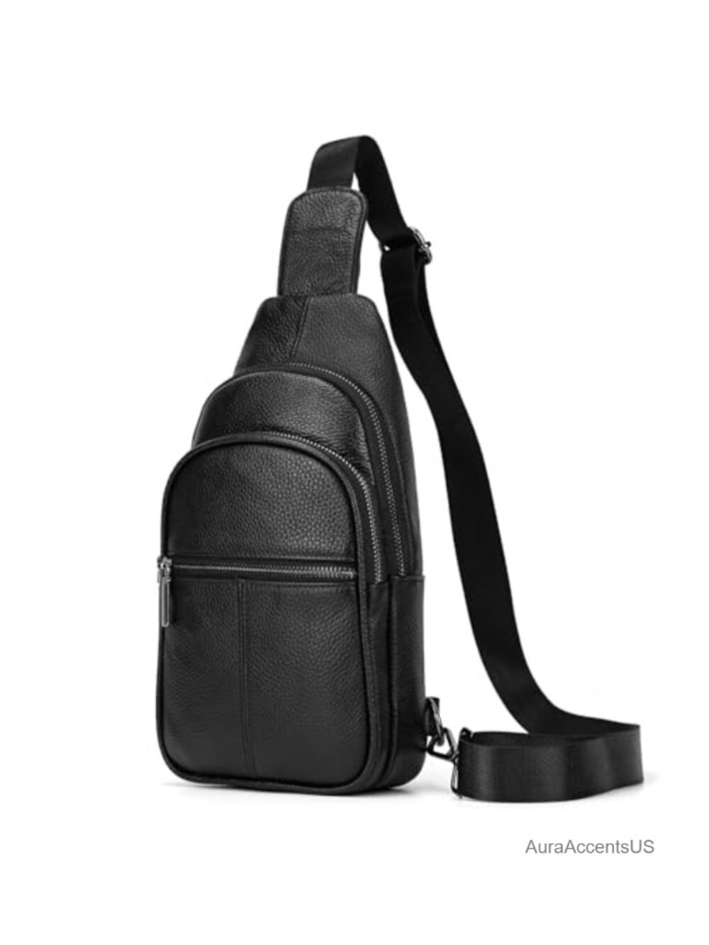 Genuine Leather Sling Bag Multi-Pocket Chest Bag Hiking Travel Daypack